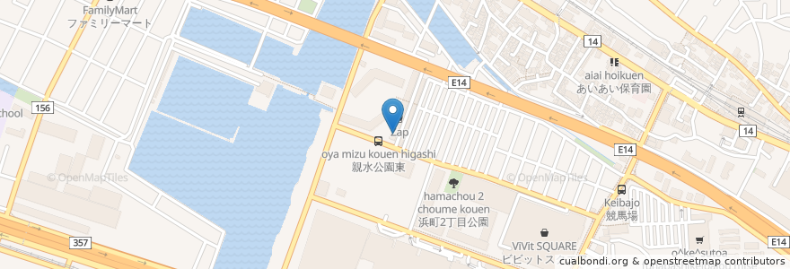 Mapa de ubicacion de 船橋浜町郵便局 en 日本, 千葉県, 船橋市.