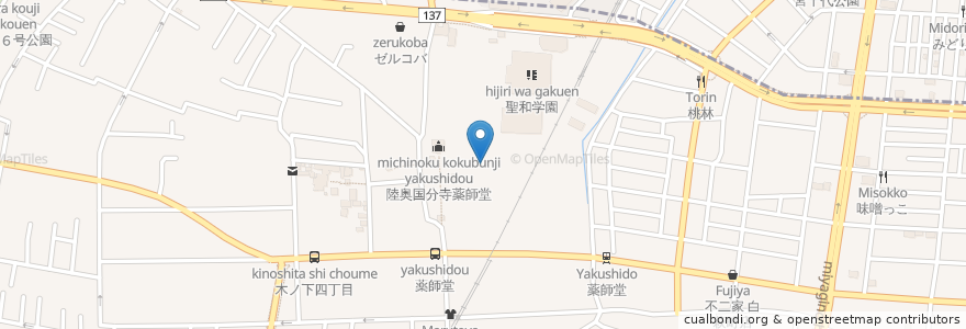 Mapa de ubicacion de 白山神社 en 日本, 宮城県, 仙台市, 若林区.