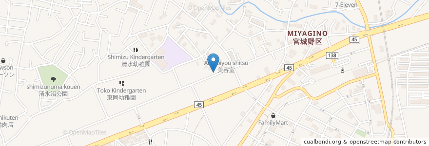 Mapa de ubicacion de 仙台銀行 原ノ町支店 en ژاپن, 宮城県, 仙台市, 宮城野区.