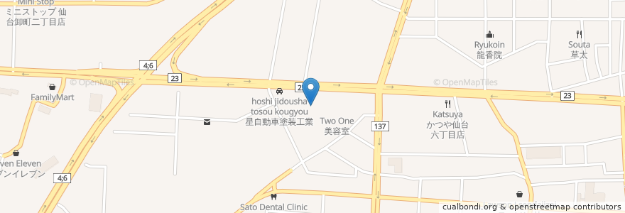 Mapa de ubicacion de マクドナルド en Japan, 宮城県, 仙台市, 若林区.