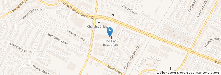 Mapa de ubicacion de Hao Hao Restaurant en Amerika Birleşik Devletleri, Teksas, Travis County, Austin.