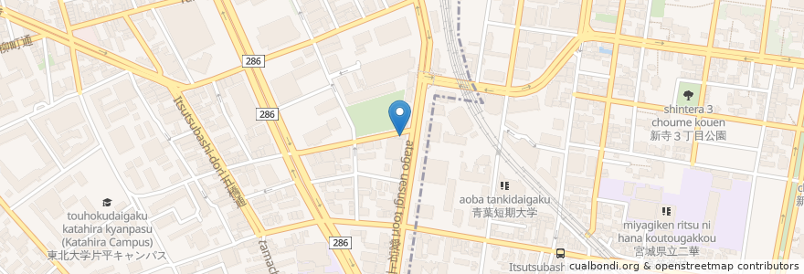 Mapa de ubicacion de ウリ信用組合 仙台支店 en 일본, 미야기현, 仙台市, 青葉区.