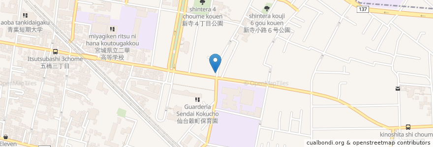 Mapa de ubicacion de ラーメンレンボー en 日本, 宮城県, 仙台市, 若林区.