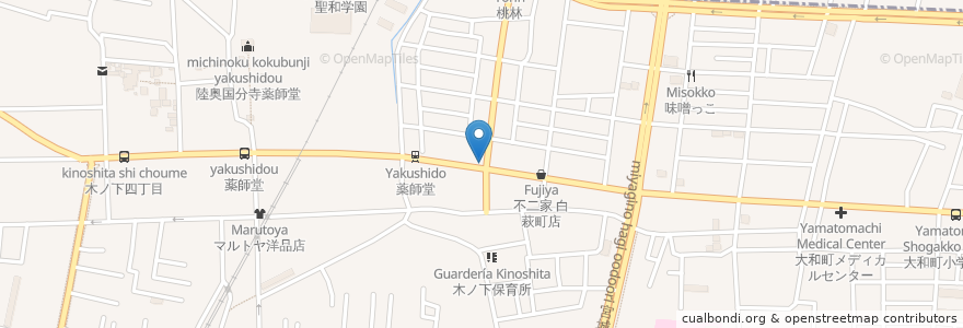 Mapa de ubicacion de 国寿司 en Japan, 宮城県, 仙台市, 若林区.