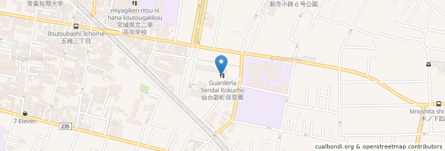 Mapa de ubicacion de 仙台穀町保育園 en Jepun, 宮城県, 仙台市, 若林区.