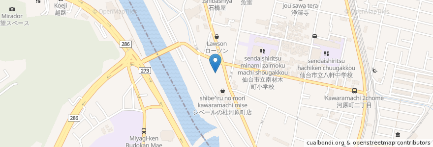 Mapa de ubicacion de 火防秋葉神社 en اليابان, 宮城県, 仙台市.