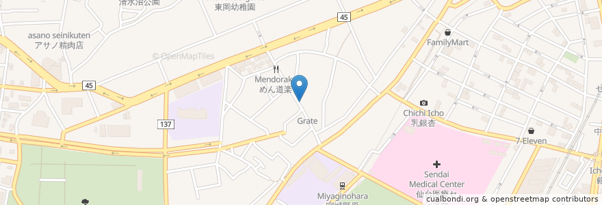 Mapa de ubicacion de 五輪de ごはん en ژاپن, 宮城県, 仙台市, 宮城野区.