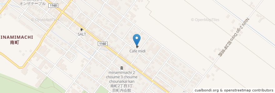 Mapa de ubicacion de Cafe midi en Япония, Хоккайдо, Округ Камикава, Уезд Камикава, 東川町.