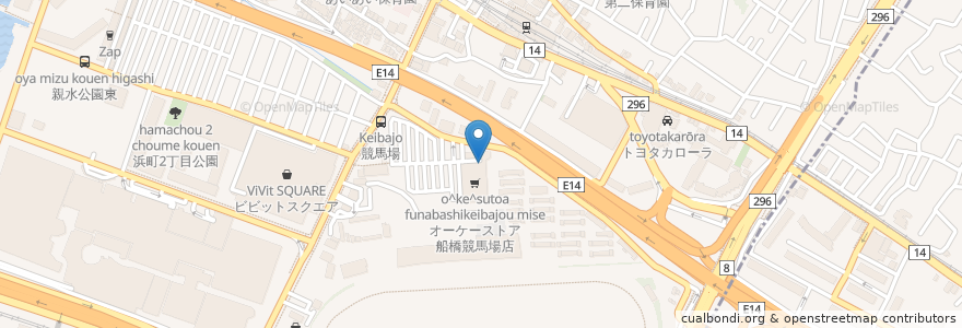Mapa de ubicacion de 屋内駐車場 en 日本, 千葉県, 船橋市.