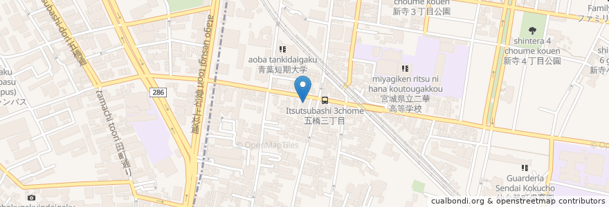 Mapa de ubicacion de ココカラファイン en 日本, 宫城县, 仙台市.
