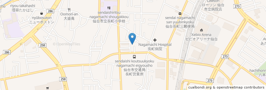Mapa de ubicacion de きらやか銀行 仙台長町支店 en Japonya, 宮城県, 仙台市, 太白区.