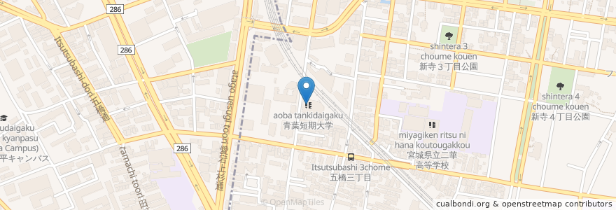 Mapa de ubicacion de 仙台青葉学院短期大学 五橋キャンパス en Japon, Préfecture De Miyagi, 仙台市, 青葉区.