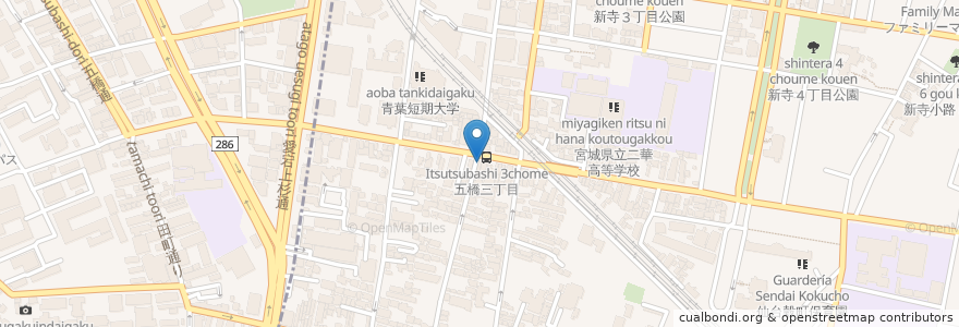 Mapa de ubicacion de らーめん 恵比蔵 en Japão, 宮城県, 仙台市.