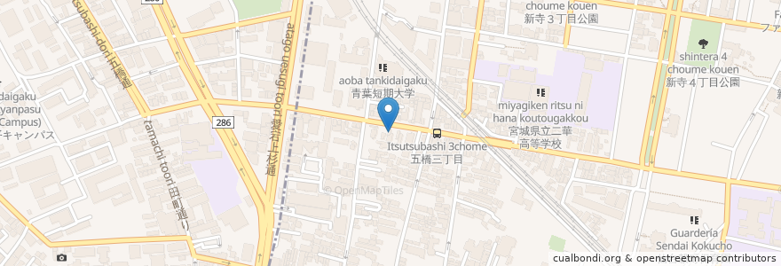 Mapa de ubicacion de くすりの山陽堂 en Japon, Préfecture De Miyagi, 仙台市, 青葉区.