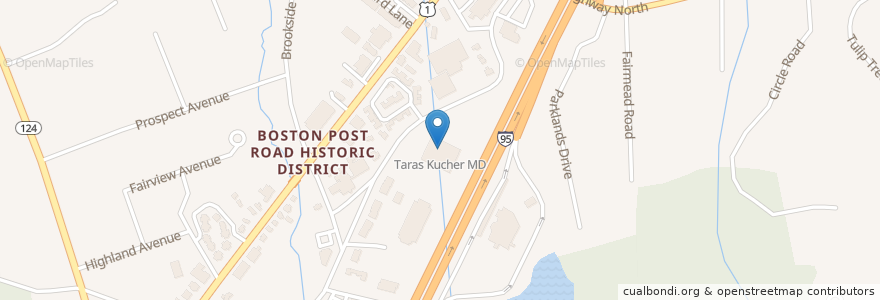 Mapa de ubicacion de Taras Kucher MD en 미국, 코네티컷, Fairfield County, Darien.
