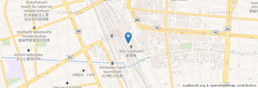 Mapa de ubicacion de 東海労働金庫　新豊橋駅　ATM en اليابان, 愛知県, 豊橋市.