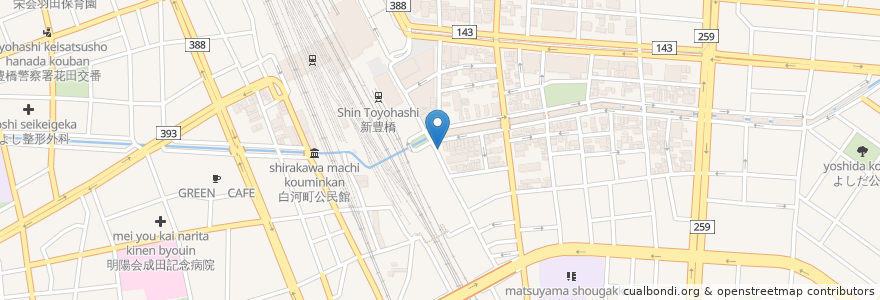 Mapa de ubicacion de 星乃井テラス en 일본, 아이치현, 豊橋市.
