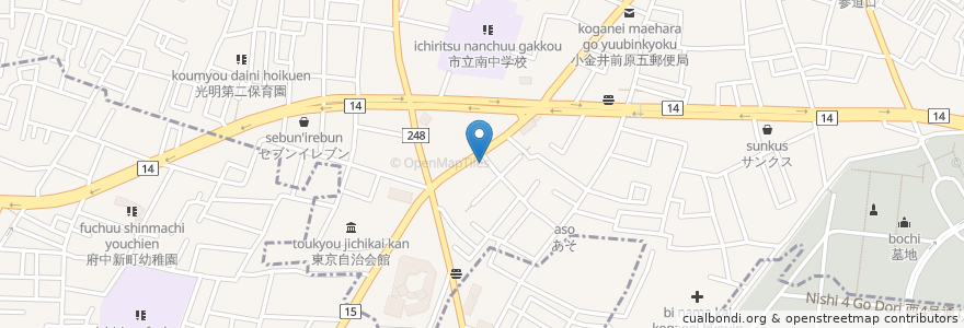 Mapa de ubicacion de 順寿司 en 日本, 東京都, 府中市, 小金井市.