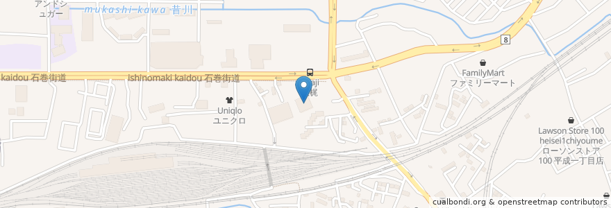Mapa de ubicacion de 中嶋病院 en Japan, Präfektur Miyagi, 仙台市, 宮城野区.