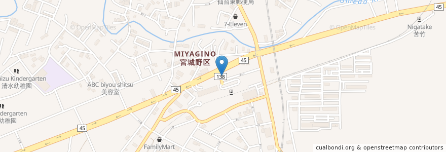 Mapa de ubicacion de 千葉歯科 en Japan, 宮城県, 仙台市, 宮城野区.