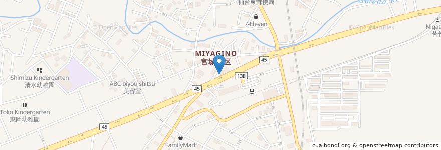Mapa de ubicacion de 高橋耳鼻咽喉科医院 en Japon, Préfecture De Miyagi, 仙台市, 宮城野区.