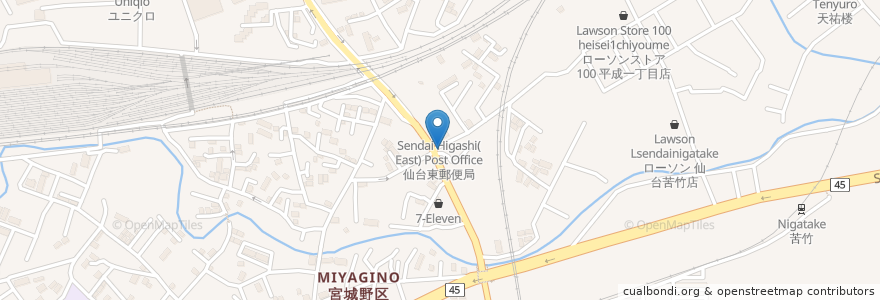 Mapa de ubicacion de 米沢牛七輪焼酒房佐輔 en اليابان, 宮城県, 仙台市, 宮城野区.