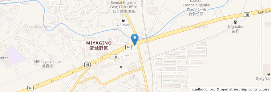 Mapa de ubicacion de 仙味軒 en اليابان, 宮城県, 仙台市, 宮城野区.