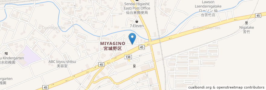 Mapa de ubicacion de 高橋小児科医院 en Japonya, 宮城県, 仙台市, 宮城野区.