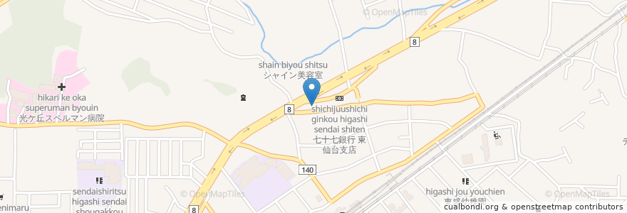 Mapa de ubicacion de カンノ薬局 en Giappone, 宮城県, 仙台市, 宮城野区.