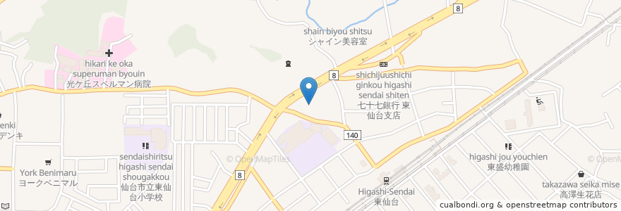 Mapa de ubicacion de 歯科クリニック東仙台 en Giappone, 宮城県, 仙台市, 宮城野区.