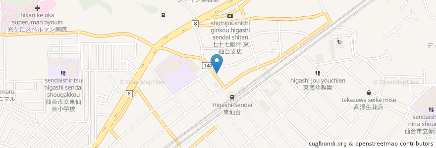 Mapa de ubicacion de Men-ya Sho en Japan, Miyagi Prefecture, Sendai, Miyagino Ward.
