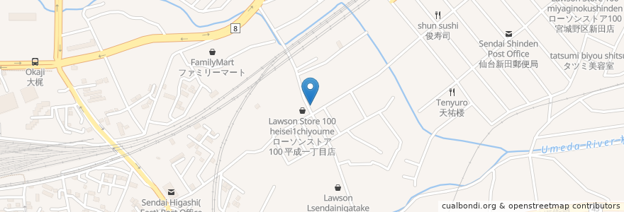 Mapa de ubicacion de 和菜処いちえ en Japón, Prefectura De Miyagi, 仙台市, 宮城野区.
