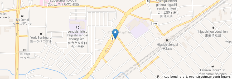Mapa de ubicacion de たかはし内科 en ژاپن, 宮城県, 仙台市, 宮城野区.