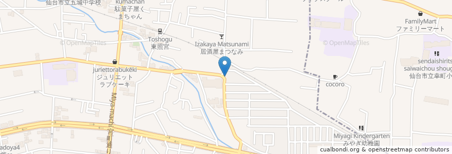 Mapa de ubicacion de 中島歯科医院 en Japonya, 宮城県, 仙台市, 青葉区.