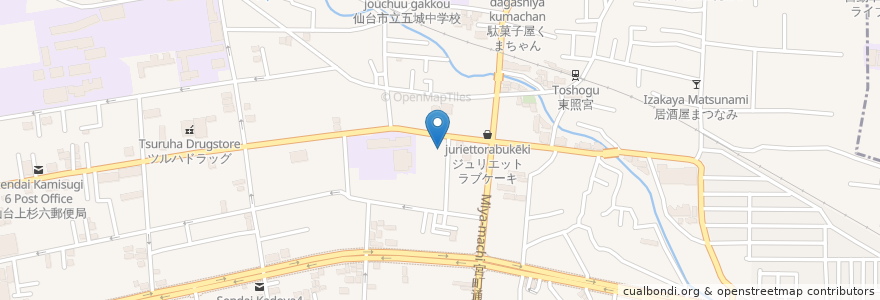 Mapa de ubicacion de ビストロでぐち en اليابان, 宮城県, 仙台市, 青葉区.