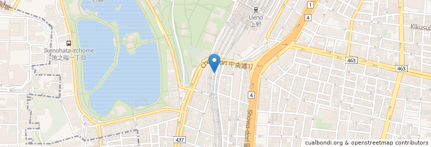 Mapa de ubicacion de 名代 宇奈とと en Jepun, 東京都, 台東区.