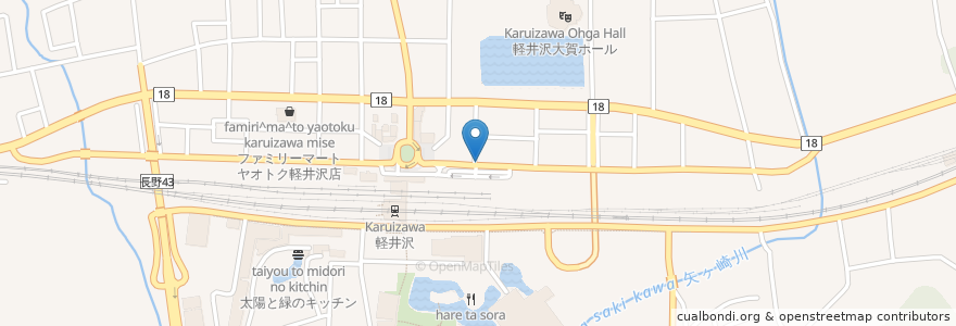 Mapa de ubicacion de 茜屋咖啡店 en Япония, Нагано, 北佐久郡, 軽井沢町.