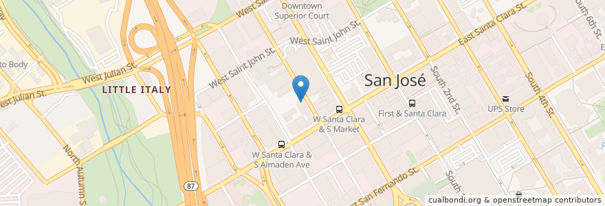 Mapa de ubicacion de Peggy Sue’s en Verenigde Staten, Californië, Santa Clara County, San Jose.