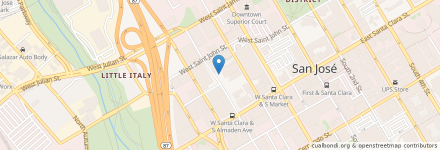 Mapa de ubicacion de SP2 en Vereinigte Staaten Von Amerika, Kalifornien, Santa Clara County, San Jose.