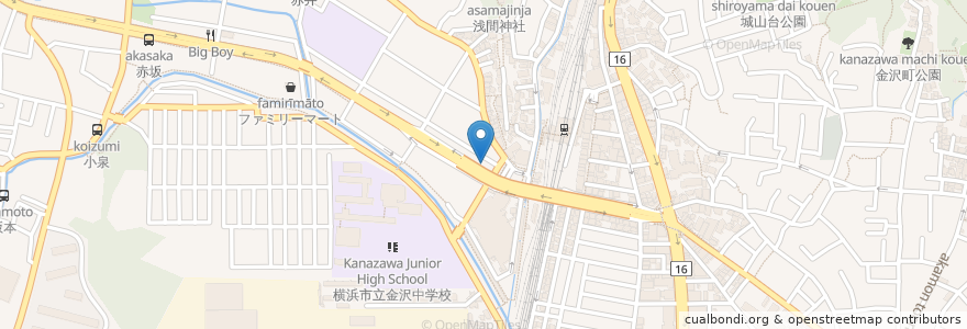 Mapa de ubicacion de 餃子の王将 en Japão, 神奈川県, 横浜市, 金沢区.