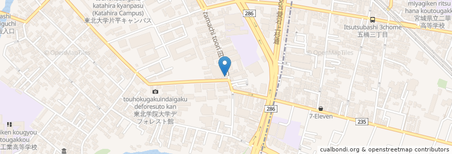 Mapa de ubicacion de ベニー田町店 en Japan, Präfektur Miyagi, 仙台市, 青葉区.