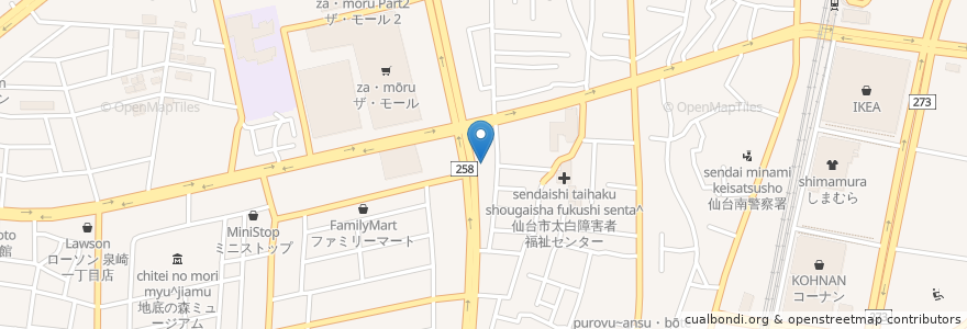 Mapa de ubicacion de たけだ耳鼻咽喉科アレルギー科クリニック en Japan, Miyagi Prefecture, Sendai, Taihaku Ward.