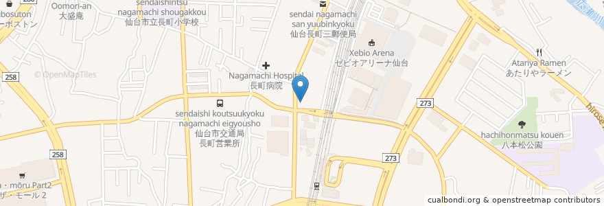 Mapa de ubicacion de ラーメン角屋 en Jepun, 宮城県, 仙台市, 太白区.