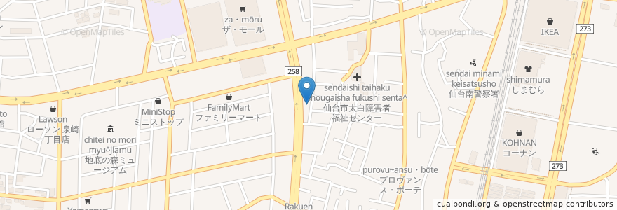 Mapa de ubicacion de 長町交番 en 日本, 宮城県, 仙台市, 太白区.