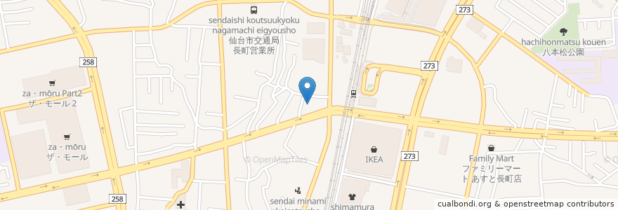 Mapa de ubicacion de あべ長歯科 en اليابان, 宮城県, 仙台市, 太白区.