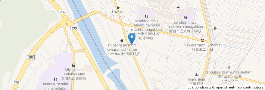 Mapa de ubicacion de 七十七銀行 河原町支店 en Giappone, 宮城県, 仙台市.