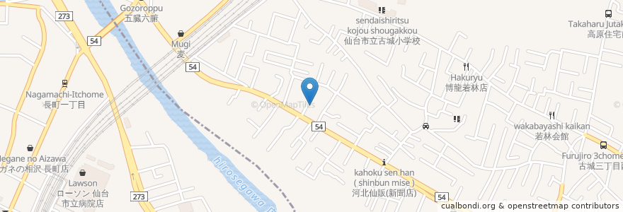 Mapa de ubicacion de 浜田クリニック en 일본, 미야기현, 仙台市, 若林区.