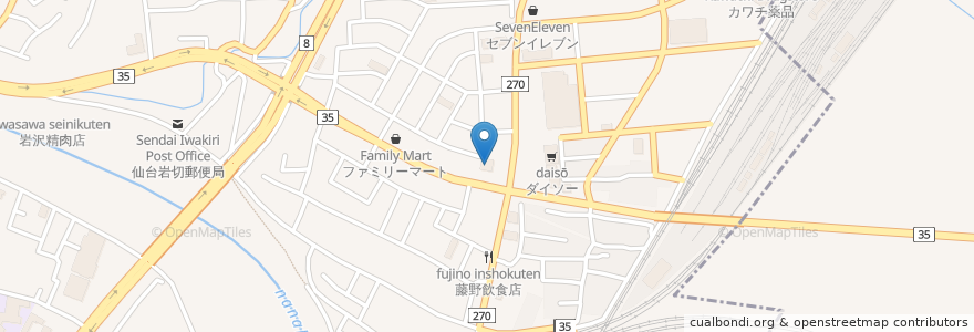 Mapa de ubicacion de 七十七銀行 岩切支店 en 日本, 宮城県, 仙台市, 宮城野区.