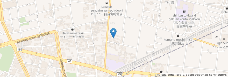Mapa de ubicacion de 青葉保育園 en Japonya, 宮城県, 仙台市, 青葉区.