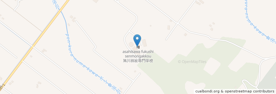 Mapa de ubicacion de 旭川福祉専門学校 en 日本, 北海道, 上川総合振興局, 上川郡(石狩国), 東川町.